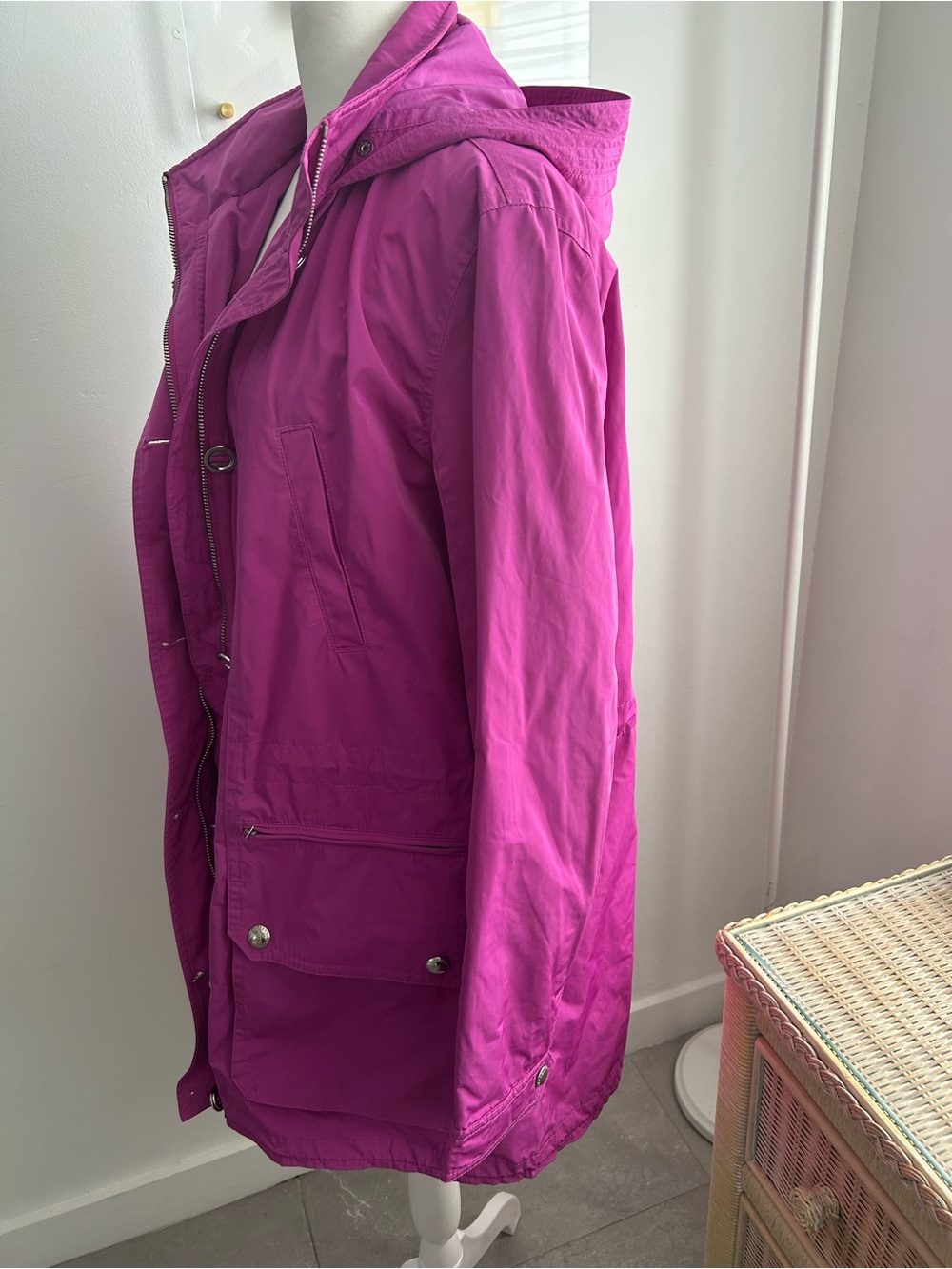 Ralph Lauren Hooded Raincoat in Bright Fuchsia - Picture 4 of 8